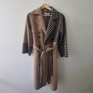 Quaint 'Josephine' Wool and Cashmere Coat in IT36 / M. Tan and Black Plaid.